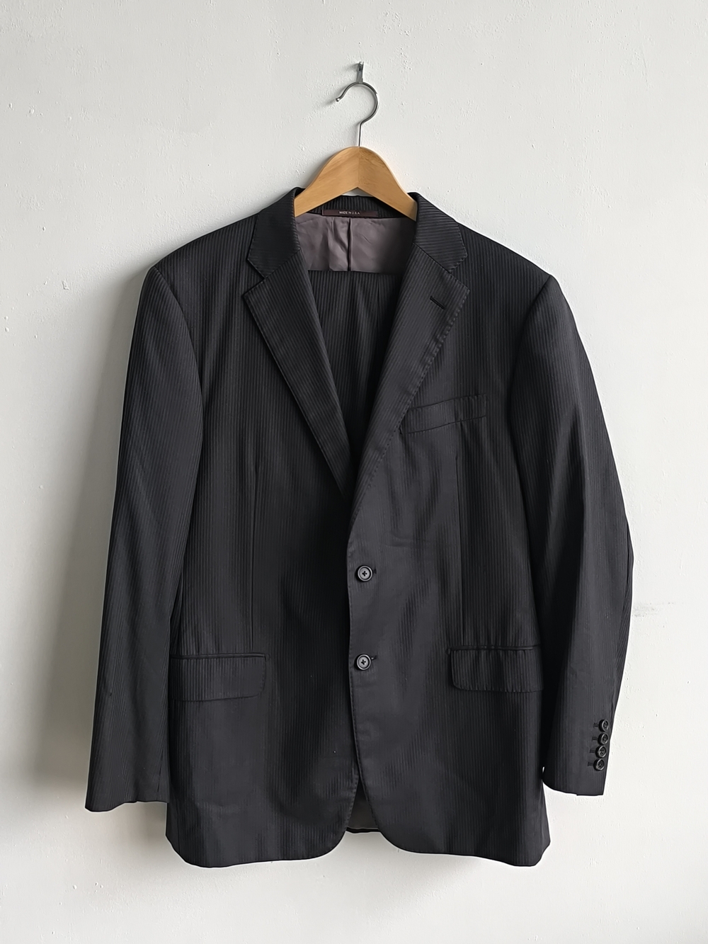 Hickey Freeman for Nordstrom Two Piece Suit 42R Gray Pinstripe 100% Worsted Wool